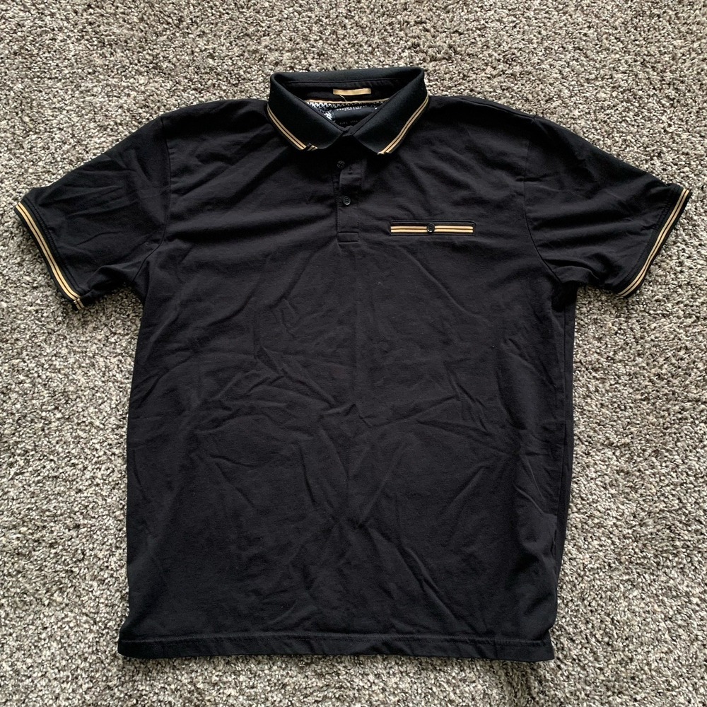 Denim & Flower Men's XL Black Short Sleeve Polo Shirt